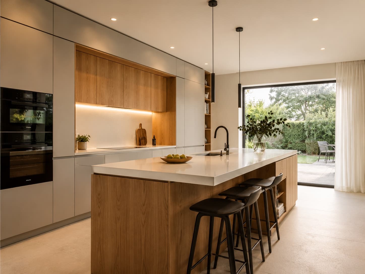 Contemporary custom kitchen with central island in a Luxembourg home