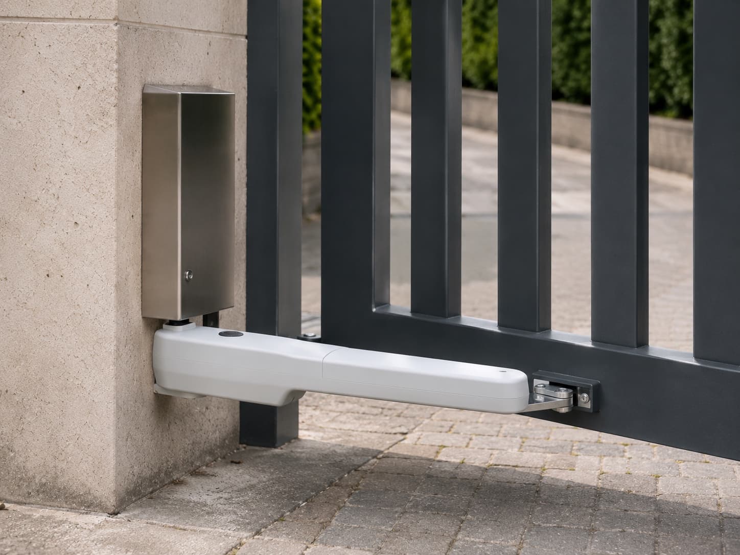 Motorisation system on a hinged gate